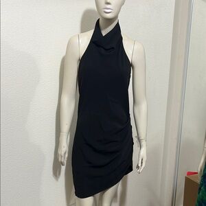 Cowl Neck Black Halter Dress